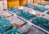 row of manufactured PCB boards
