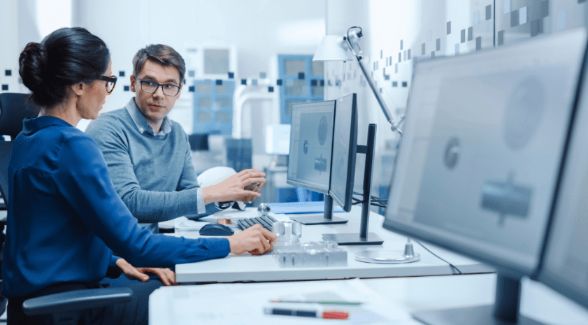 two engineers working on development